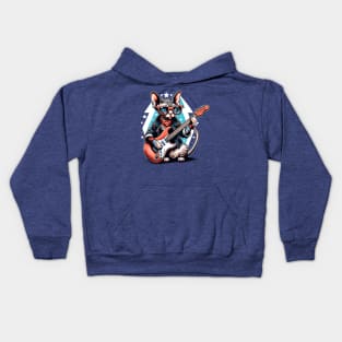 Devon Rex Cat Playing Guitar Kids Hoodie